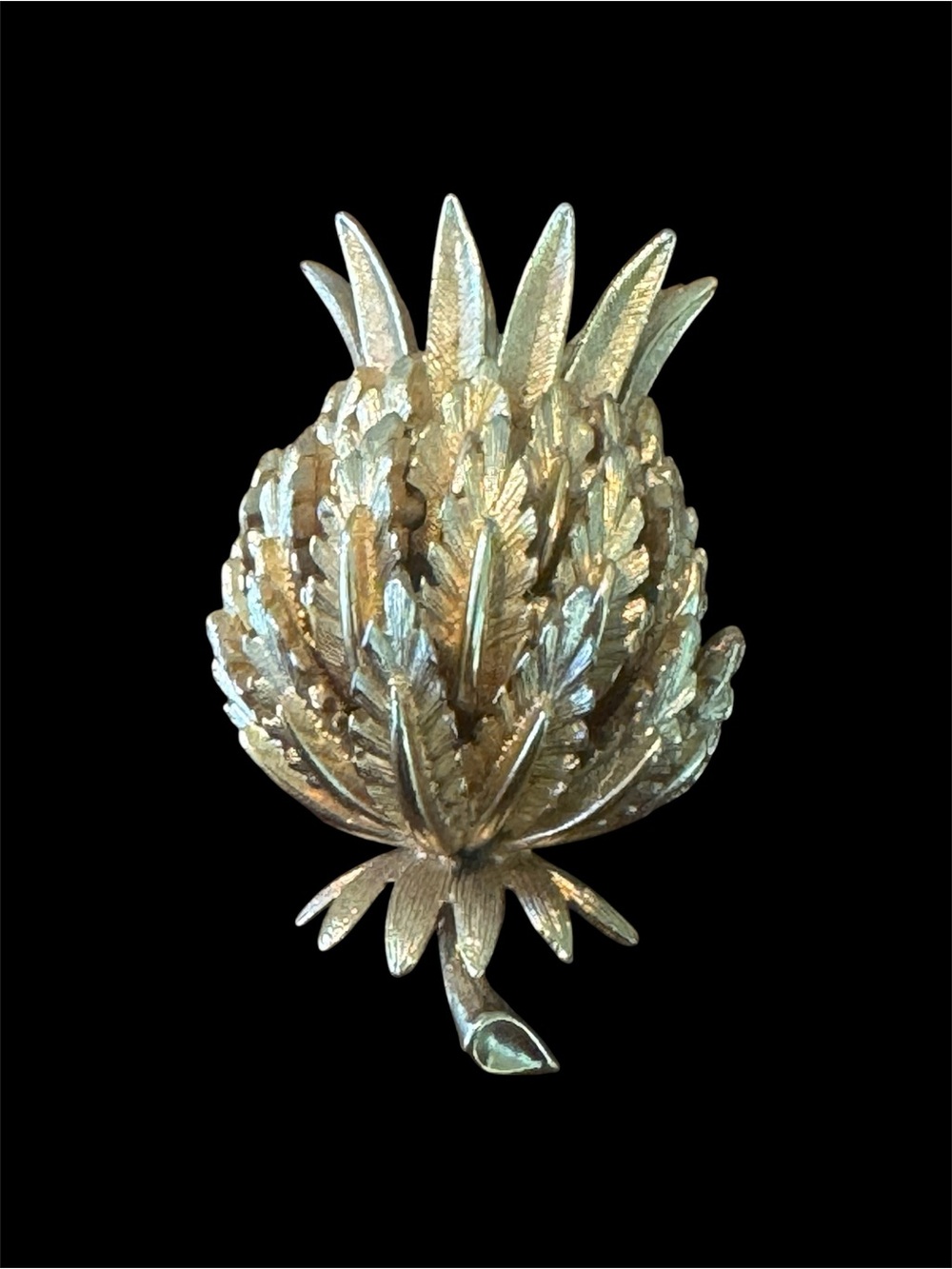 Vintage Lisner Gold Tone Thistle Brooch Pin